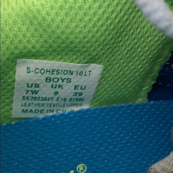 Boys 7W Saucony S-Cohesion Blue/Green shoe - Picture 5 of 6